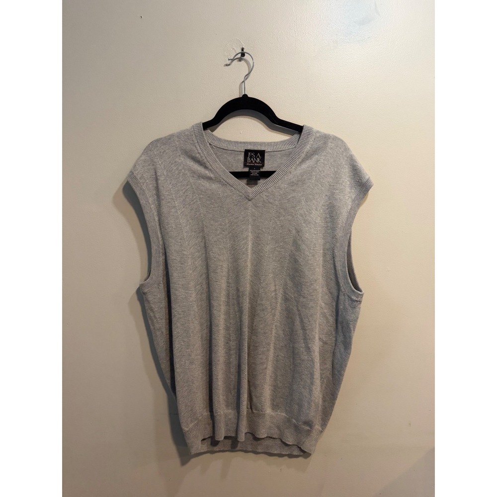 Jos A Bank Signature Collection Mens Gray 100% Pima Cotton V-Neck Sweater Vest L